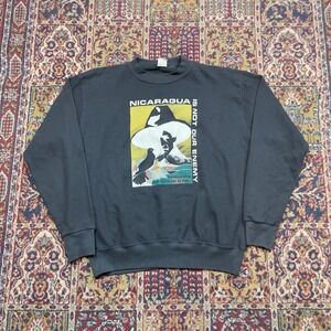 VTG 70s 80s Nicaragua Is Not Our Enemy Sandinista Contra Sweatshirt Black L USA